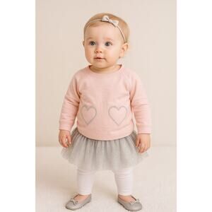 Tucker + Tate Pink with Silver Hearts Sweatshirt – Baby Girl Size 9 Months